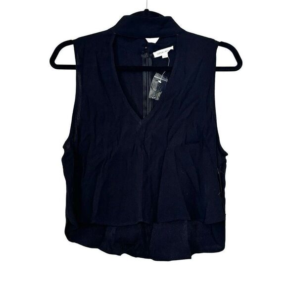 NWT Cotton Candy LA Mock Neck Back Zip Cutout Sleeveless Hi-Low Top Black Large - Picture 1 of 6